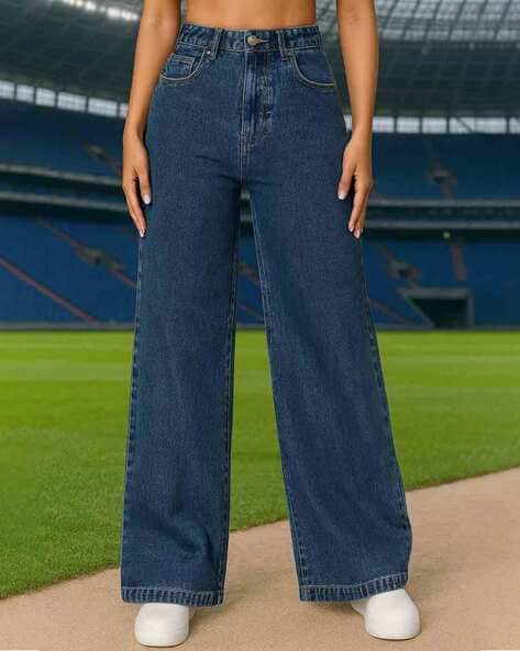 Women Mid-Washed Straight Jeans