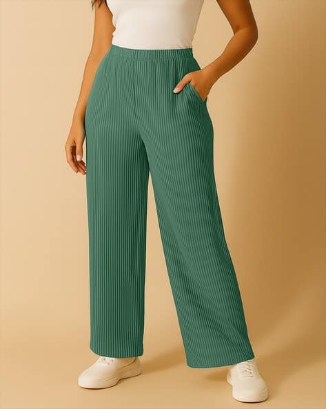 TROMKO Women High-Rise Relaxed Fit Flat-Front Pants