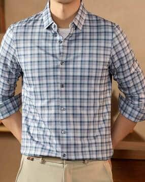 poshax Men Checked Regular Fit Shirt with Spread Collar-picture-26