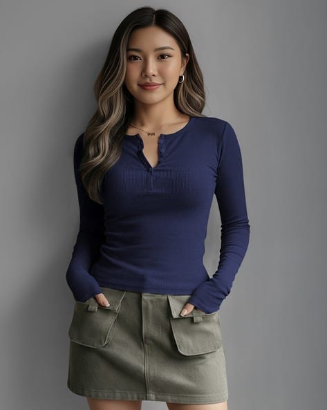 Women Ribbed Fitted Top