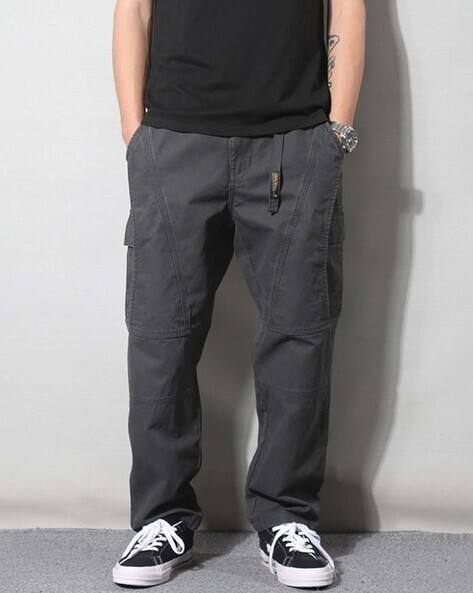 Men Relaxed Fit Flat-Front Cargo Pants