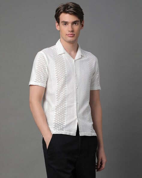 Voroxy X AG Men Crochet Relaxed Fit Shirt