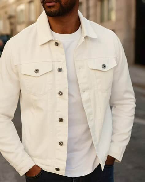 Men Regular Fit Washed Jacket