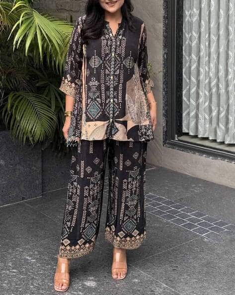 ASHRIFAB Women Printed Kurta & Palazzos Co-Ord Set