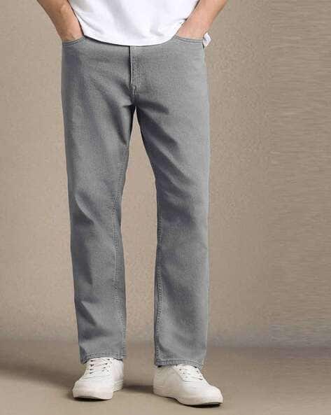 LOUIS PHILIPPE Men Straight Mid-Rise Jeans with Fly-Button Closure