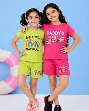 trampoline Girls Pack of 2 Printed T-Shirt & Shorts Set-picture-50