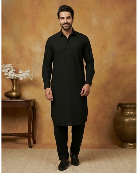 Jompers Shirt collar Regular Pathani Kurta With Salwar