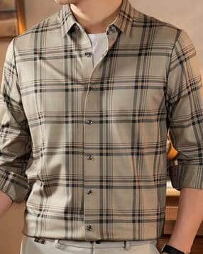 poshax Men Checked Regular Fit Shirt with Spread Collar-picture-11