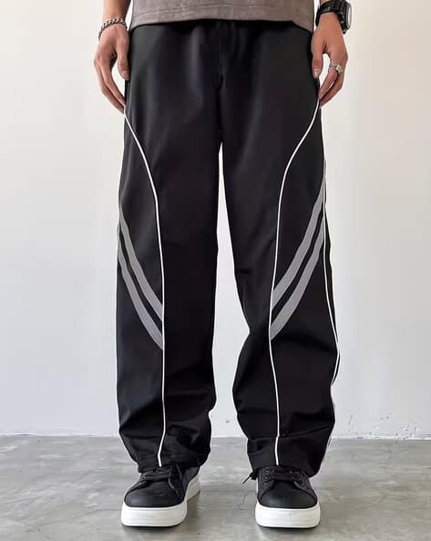 POSHAX Men Striped Straight Track Pants