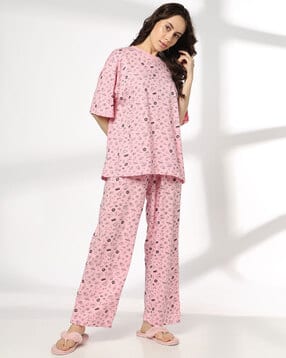 Women Printed T-Shirt & Pyjamas Set-image-41