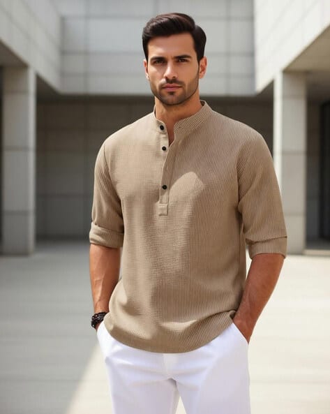 Hoodler Men Regular Fit Henley T-Shirt