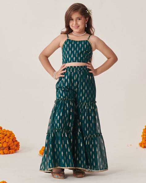 Pspeaches Girls Embroidered 3-Piece Kurta Set