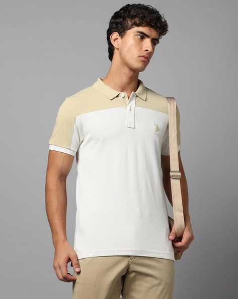 U.S. Polo Assn. Men Colourblock Regular Fit Cut & Sew Polo T-Shirt