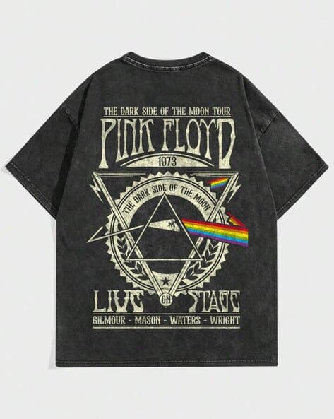 Buy Crazymonk PINK FLOYD-Men Typographic Pr Online | Ajio.com