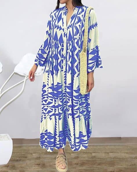 Women Geometric Print Tiered Dress