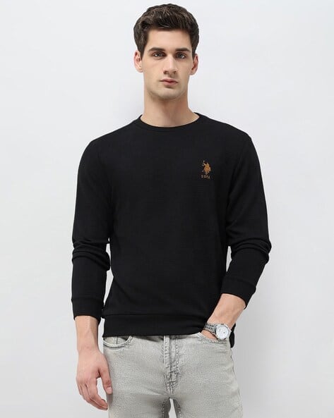 Men's Solid Regular fit Sweatshirt, Cotton Blend, Hooded Neck