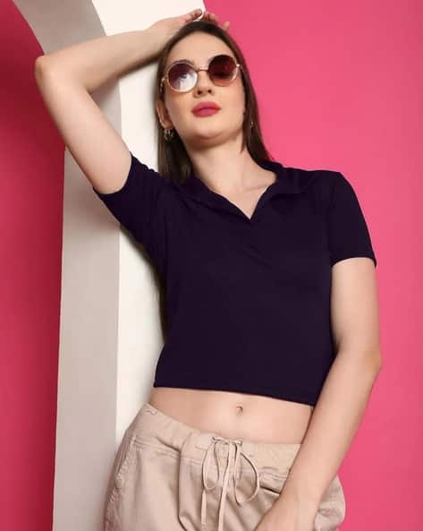Fabflee X AG Women Ribbed Regular Fit Crop Top