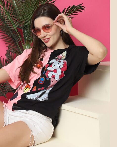 TROMKO Women Colourblock Regular Fit Crew-Neck T-Shirt