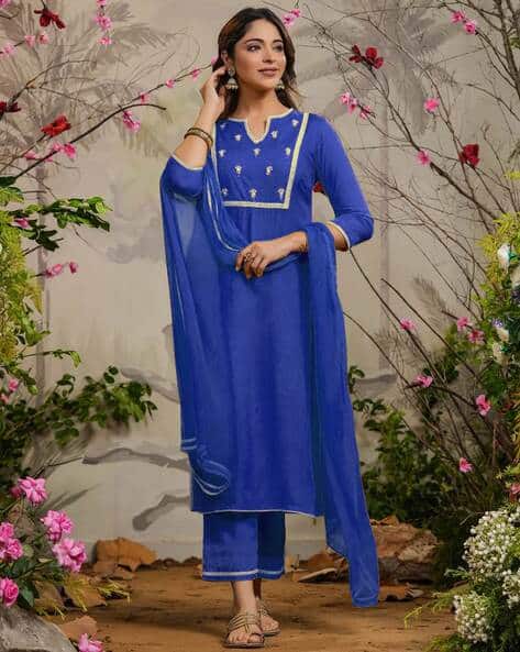 FABNEX Women Embroidered Straight Kurta wth Pants & Dupatta