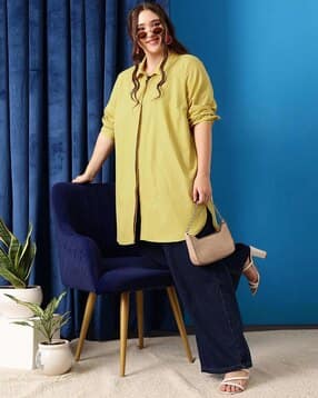 curvy street Women Oversized Fit Shirt with Spread Collar-picture-25