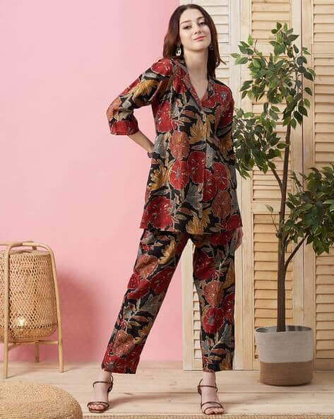 Kiana House Of Fashion Women Floral Print Tunic & Pants Set