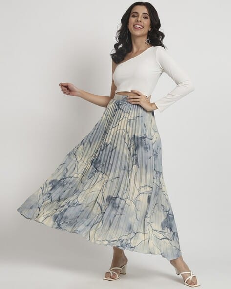 ZWERLON X AG Women Printed Pleated A-Line Skirt