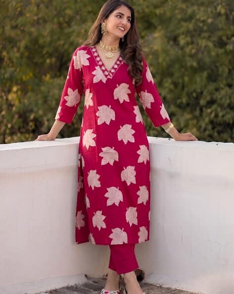 Kiana House Of Fashion Women Printed 2-Piece Straight Kurta Set