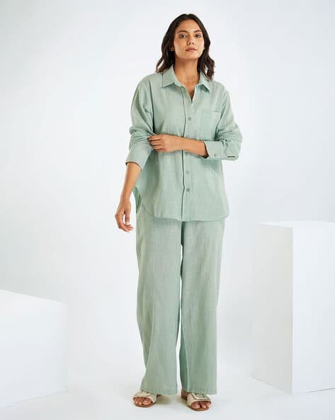 ASHRIFAB Women Shirt & Pants Co-Ord Set