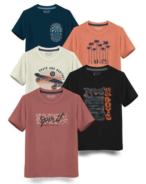 Hellcat Pack of 5 Printed Crew-Neck T-Shirt