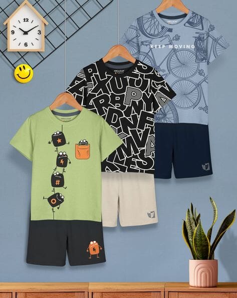 Hellcat Pack of 3 Boys Printed Shorts & T-Shirt Sets
