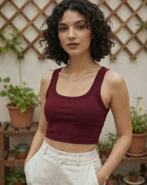 LADYGLOW Women Ribbed Slim Fit Tank Top