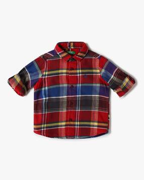 united colors of benetton Boys Checked Regular Fit Twill Shirt-picture-17