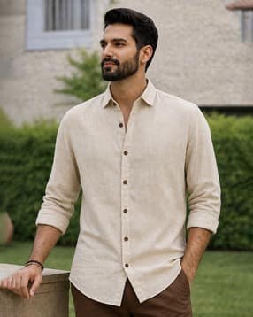 Regular Fit Shirt with Spread Collar-image-14