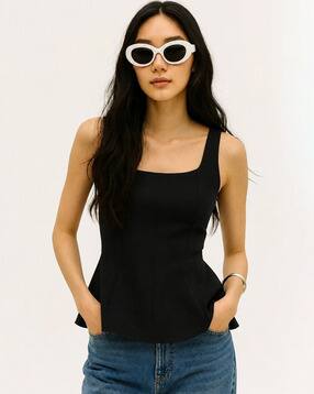 nyrika Women Relaxed Fit Square-Neck Peplum Top-picture-33