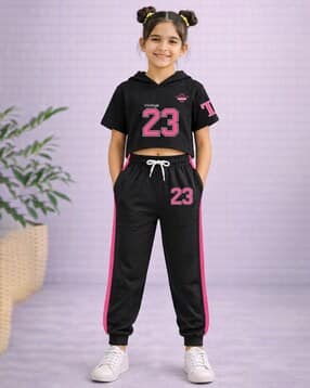 trampoline Girls Graphic Print Crop Top & Joggers Set-picture-30