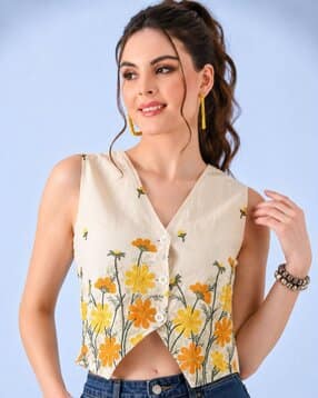 svaraa Women Embroidered V-Neck Crop Top-picture-38