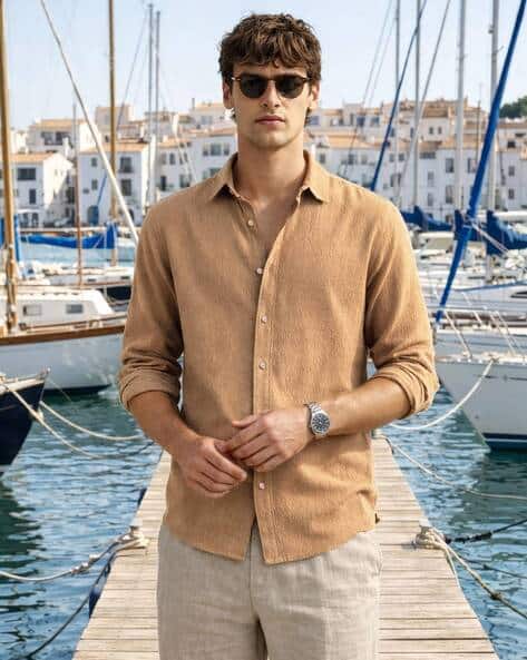 The Indian Garage Co Men Patterned Slim Fit Shirt