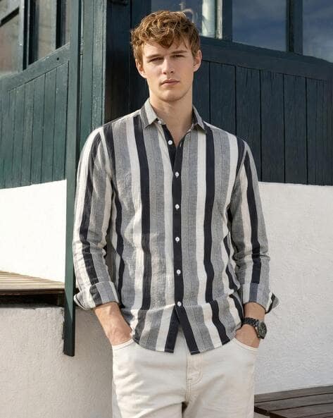 The Indian Garage Co Men Striped Regular Fit Resort Shirt