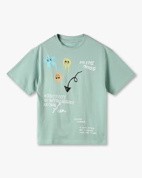 yb dnmx Boys Graphic Print Boxy Fit Round-Neck T-Shirt-picture-48