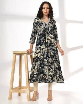 avaasa mix n' match Women Floral Print A-Line Kurta-picture-12