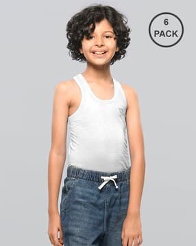 lux venus Boys Pack of 6 Regular Fit Vests-picture-13