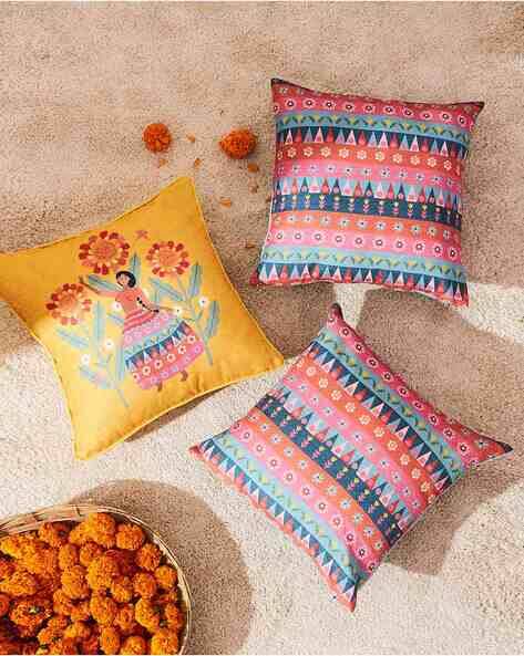 CHUMBAK Set of 3 Printed Cushion Covers 16" x 16"