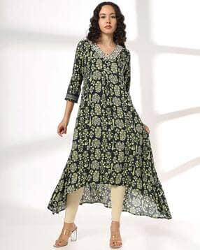 avaasa mix n' match Women Floral Print A-Line Kurta-picture-23