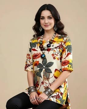 popmantra Women Floral Print Straight Tunic-picture-27