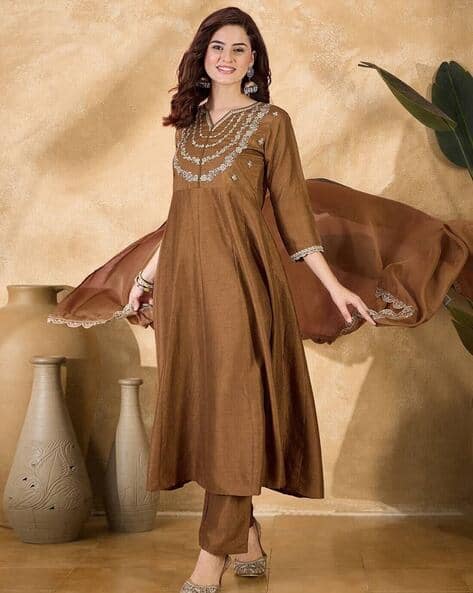 DMUNESH FASHION Women Embroidered Anarkali Kurta with Pants & Dupatta