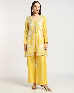 svrnaa by azorte All Over Embroidered Fusion Wear Set-picture-13