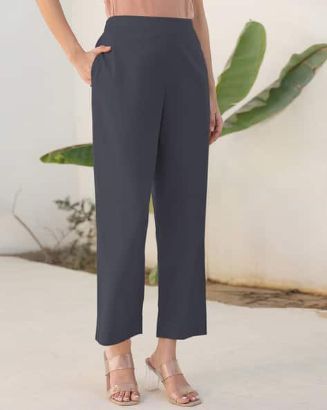JANASYA — Women Relaxed Fit Flat-Front Pants