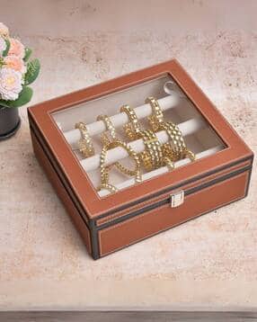 premsons Transparent Upper Leatherette Bangles Box with Metal Lock Frame-picture-13