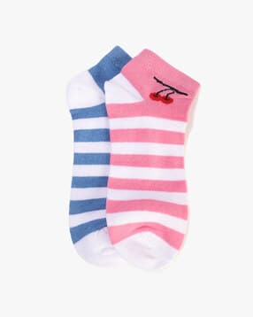 yousta Women Pack of 2 Striped Ankle-Length Socks-picture-25
