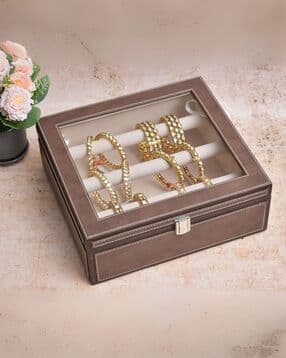 premsons Transparent Upper Leatherette Bangles Box with Metal Lock Frame-picture-12
